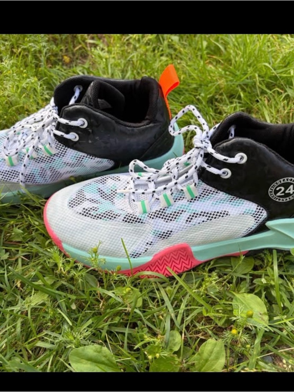 Women’s Athletic Sneakers in White, Black & Mint with Pink Accents